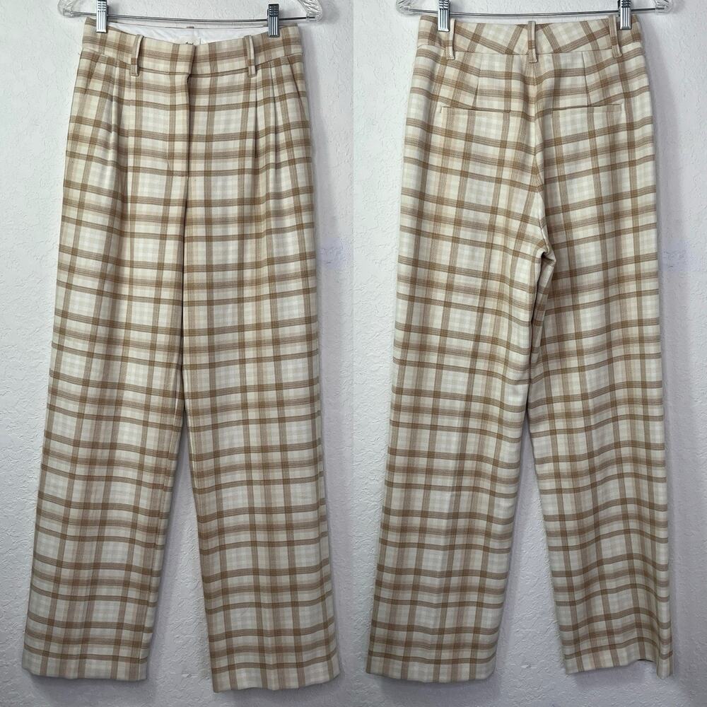Wilfred Effortless Francesca Check Plaid Wool Blend Pants wide leg, casual, work